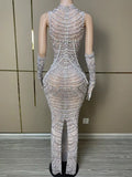 Gloves pearl nude dress