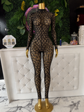 Jumpsuit see through long sleeve high stretch