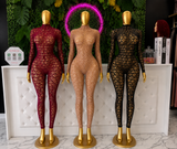 Jumpsuit see through long sleeve high stretch