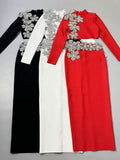 Long skirt shoulder flower set red