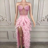 Pink lil feathers dress