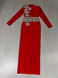 Long skirt shoulder flower set red