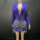 Purple blazer dress with rhinestones