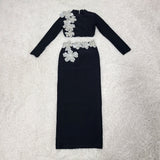 Long skirt shoulder flower set black