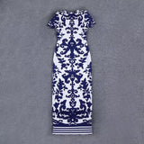 High neckline and detailed embroidery white and blue