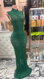 Luxury green dress sleeve less