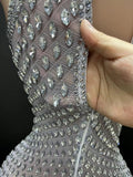 High neck sleeveless rhinestones dresses
