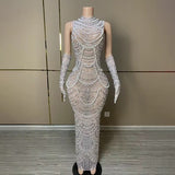 Gloves pearl nude dress