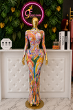Mosaïc see through dress long sleeve