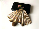 12 GOLD & RHINESTONES LUXURY BRUSHES SET